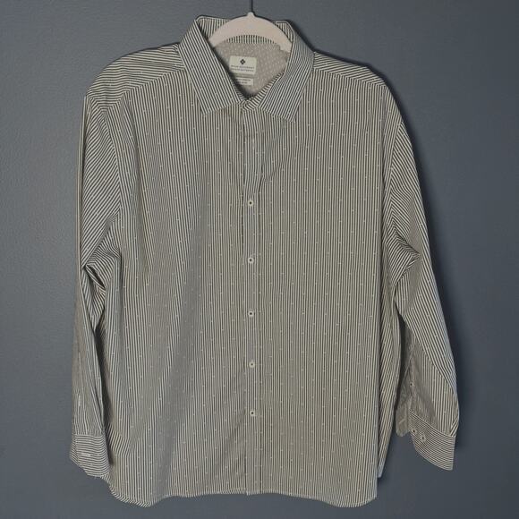 RYAN SEACREST DISTINCTION SLIM FIT GRAY/WHITE BUTTON DOWN SHIRT SIZE 32/33 - Picture 2 of 12